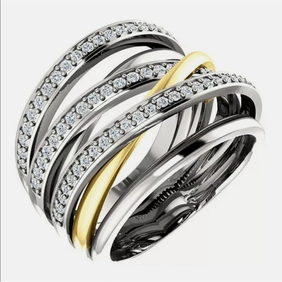 New Two Tone 925 Silver Ring - Picture 5 of 10